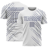 Custom White Navy Lines Sports Sublimation Soccer Uniform Jersey