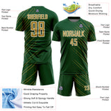 Custom Green Old Gold-White Lines Sports Sublimation Soccer Uniform Jersey