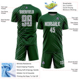 Custom Green Gray-White Lines Sports Sublimation Soccer Uniform Jersey