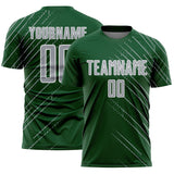 Custom Green Gray-White Lines Sports Sublimation Soccer Uniform Jersey