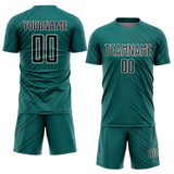 Custom Teal Black-White Lines Sports Sublimation Soccer Uniform Jersey