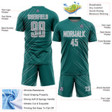 Custom Teal Gray-White Lines Sports Sublimation Soccer Uniform Jersey
