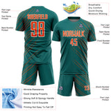 Custom Teal Orange-White Lines Sports Sublimation Soccer Uniform Jersey
