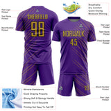 Custom Purple Old Gold-Black Lines Sports Sublimation Soccer Uniform Jersey