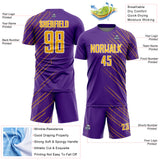 Custom Purple Gold-White Lines Sports Sublimation Soccer Uniform Jersey