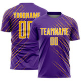 Custom Purple Gold-White Lines Sports Sublimation Soccer Uniform Jersey