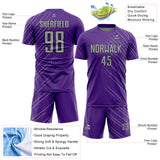 Custom Purple Gray-Black Lines Sports Sublimation Soccer Uniform Jersey
