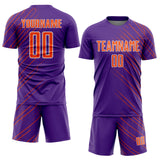 Custom Purple Orange-White Lines Sports Sublimation Soccer Uniform Jersey