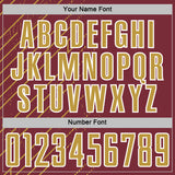 Custom Burgundy Old Gold-White Lines Sports Sublimation Soccer Uniform Jersey