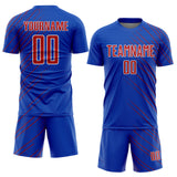 Custom Thunder Blue Red-White Lines Sports Sublimation Soccer Uniform Jersey