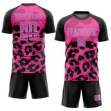 Custom Black Pink-Light Blue Animal Leopard Print Sports Sublimation Soccer Uniform Jersey