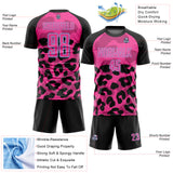 Custom Black Pink-Light Blue Animal Leopard Print Sports Sublimation Soccer Uniform Jersey