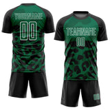 Custom Black Kelly Green-White Animal Leopard Print Sports Sublimation Soccer Uniform Jersey
