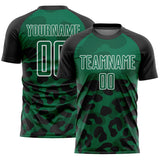 Custom Black Kelly Green-White Animal Leopard Print Sports Sublimation Soccer Uniform Jersey