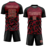 Custom Black Crimson-Cream Animal Leopard Print Sports Sublimation Soccer Uniform Jersey