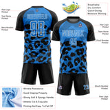 Custom Black Powder Blue-White Animal Leopard Print Sports Sublimation Soccer Uniform Jersey