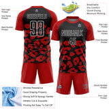 Custom Red Black-White Animal Leopard Print Sports Sublimation Soccer Uniform Jersey