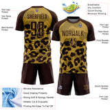 Custom Brown Old Gold Animal Leopard Print Sports Sublimation Soccer Uniform Jersey