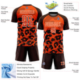 Custom Brown Orange-White Animal Leopard Print Sports Sublimation Soccer Uniform Jersey