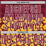 Custom Gold Crimson-White Animal Leopard Print Sports Sublimation Soccer Uniform Jersey