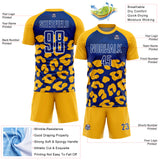Custom Gold Royal-White Animal Leopard Print Sports Sublimation Soccer Uniform Jersey