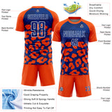 Custom Orange Royal-White Animal Leopard Print Sports Sublimation Soccer Uniform Jersey