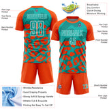 Custom Orange Aqua-White Animal Leopard Print Sports Sublimation Soccer Uniform Jersey