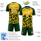 Custom Green Yellow-White Animal Leopard Print Sports Sublimation Soccer Uniform Jersey