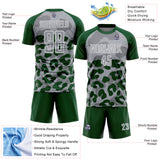Custom Green Gray-White Animal Leopard Print Sports Sublimation Soccer Uniform Jersey