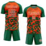 Custom Kelly Green Orange-White Animal Leopard Print Sports Sublimation Soccer Uniform Jersey