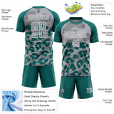 Custom Teal Gray-White Animal Leopard Print Sports Sublimation Soccer Uniform Jersey