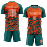 Custom Teal Orange-White Animal Leopard Print Sports Sublimation Soccer Uniform Jersey