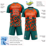 Custom Teal Orange-White Animal Leopard Print Sports Sublimation Soccer Uniform Jersey