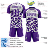 Custom Purple White Animal Leopard Print Sports Sublimation Soccer Uniform Jersey