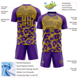 Custom Purple Old Gold-Black Animal Leopard Print Sports Sublimation Soccer Uniform Jersey