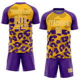 Custom Purple Gold-Black Animal Leopard Print Sports Sublimation Soccer Uniform Jersey