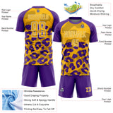 Custom Purple Gold-Black Animal Leopard Print Sports Sublimation Soccer Uniform Jersey