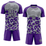 Custom Purple Gray-Black Animal Leopard Print Sports Sublimation Soccer Uniform Jersey