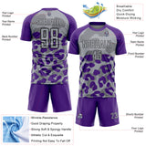 Custom Purple Gray-Black Animal Leopard Print Sports Sublimation Soccer Uniform Jersey