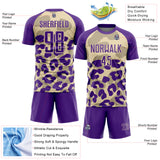 Custom Purple Cream Animal Leopard Print Sports Sublimation Soccer Uniform Jersey