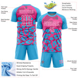 Custom Sky Blue Pink-White Animal Leopard Print Sports Sublimation Soccer Uniform Jersey