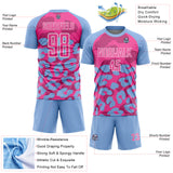 Custom Light Blue Pink-White Animal Leopard Print Sports Sublimation Soccer Uniform Jersey