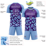 Custom Light Blue Purple-White Animal Leopard Print Sports Sublimation Soccer Uniform Jersey
