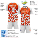 Custom White Orange Animal Leopard Print Sports Sublimation Soccer Uniform Jersey