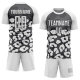 Custom White Steel Gray Animal Leopard Print Sports Sublimation Soccer Uniform Jersey