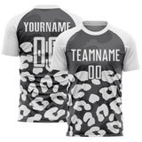Custom White Steel Gray Animal Leopard Print Sports Sublimation Soccer Uniform Jersey