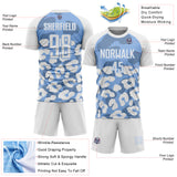 Custom White Light Blue Animal Leopard Print Sports Sublimation Soccer Uniform Jersey