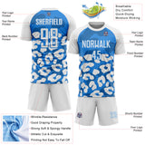 Custom White Powder Blue Animal Leopard Print Sports Sublimation Soccer Uniform Jersey