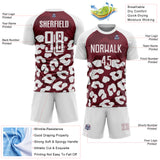 Custom White Burgundy Animal Leopard Print Sports Sublimation Soccer Uniform Jersey