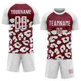 Custom White Crimson Animal Leopard Print Sports Sublimation Soccer Uniform Jersey